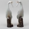 Pair of Chinese Export Porcelain Models of Cranes