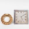 Tiffany & Co. Silver Clock and a E.J. Dent Gilt-Bronze Shell Form Clock