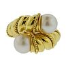 Tiffany &amp; Co 18K Gold Bypass Pearl Ring