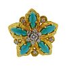 1960s 18K Gold Diamond Turquoise Ring