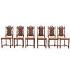 Lote de 6 sillas. Francia. Siglo XX. Estilo Bretón. En talla de madera de nogal. Con respaldos semiabiertos y asientos de palma.