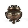 CHINESE BRONZE POT WITH LID, MYTHICAL BEASTS