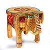 INDIAN CARVED WOODEN ELEPHANT STOOL