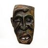 AFRICAN TRIBAL WOODEN WALL MASK WITH SNAKE