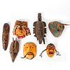 7 ANCIENT HAND CARVED WOODEN WALL MASK