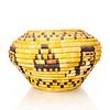 NATIVE AMERICAN WOVEN TRIBAL YELLOW COILED BASKET