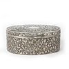 SILVER PLATED JEWELRY TRINKET BOX WITH DESIGN