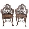 Pair Victorian Cast Iron Garden Seats