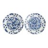 Pair Chinese Blue/White Lotus Flower Dishes