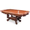 French Carved Wood and Marble Top Foyer Table