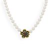 14k Gold and White Jade Beaded Necklace