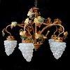 Patinated Mixed Metal and Glass Chandelier