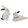 (2 pc) Crackle Glazed Porcelain Rabbits
