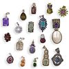 (18 Pc) Sterling Silver and Colored Stone Pendants