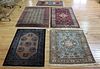 5 Antique And Finely Hand Woven Area Carpets.