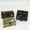 Three Pennsylvania Paint-decorated Pine and Poplar Boxes