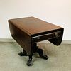 Classical Carved Mahogany One-drawer Drop-leaf Table