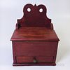 Red-painted Poplar One-drawer Hanging Wall Box