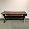Red-painted Chestnut and Pine Sawbuck Table