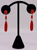 JEWELRY. Pair of Italian 18kt Gold, Coral and