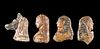Lot of 4 Egyptian Glass Heads - 3 Human and 1 Jackal