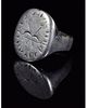 MEDIEVAL SILVER SEAL RING - BOW, ARROWS AND SCRIPT