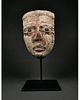 EGYPTIAN WOODEN MASK WITH BRONZE EYES