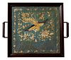 Chinese Phoenix Embroidery Inset in Tray, 19th Century