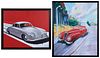 Two Contemporary Paintings of Vintage Cars
