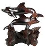 Carved Ironwood Dolphin Figural Group