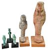 Five Clay, Stone, and Bronze Egyptian Ushabtis