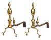 Pair of Federal Double Lemon Top Brass Andirons