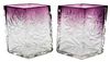 Pair of Amethyst to Clear Art Glass Vases