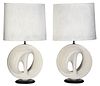 Pair of Modern Sculptural Plaster Table Lamps 