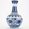 Chinese Qing Blue and White Porcelain Tribute Vas