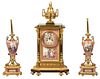 Fine Louis XVI Style Gilt Bronze Clock Garniture