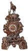 Large Black Forest Carved Figural Mantel Clock