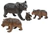 Four Black Forest Carved Bears