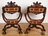 Pair of German carved cerule chairs