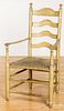 Large painted ladderback armchair, late 18th c.