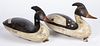 Pair of carved and painted merganser decoys
