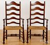 Pair of Delaware Valley style ladderback armchair
