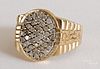 10K yellow gold and diamond men's cluster ring