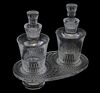 Pair of Lalique Crystal Perfume Bottles on Base