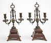 Pair of Antique Candelabras with Marble Bases