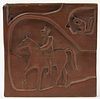 Folk Art Carved Plaque-Man on Horse & Squirel