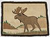 Folk Art Moose Hooked Rug