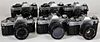 Group of 6 Canon A Series 35mm SLR Cameras