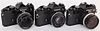 Group of 4 Nikon FE Black Body SLR Camera