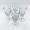 Four Antique Etched Glass Wines